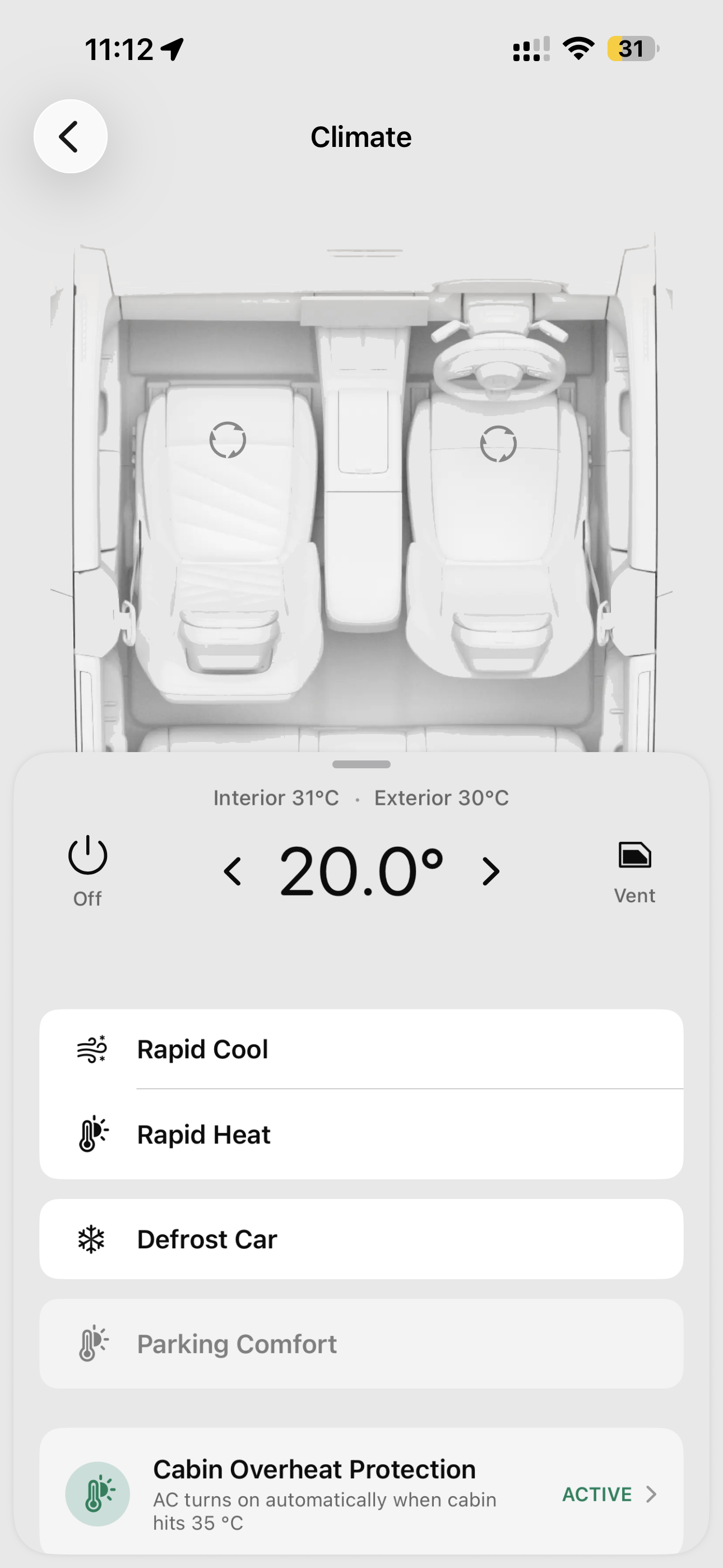 Climate. screen in the iOS app